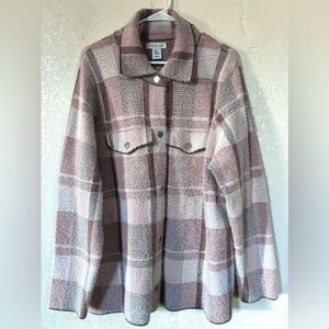 Rachel Zoe Plaid Teddy Shacket in Blush and Cream